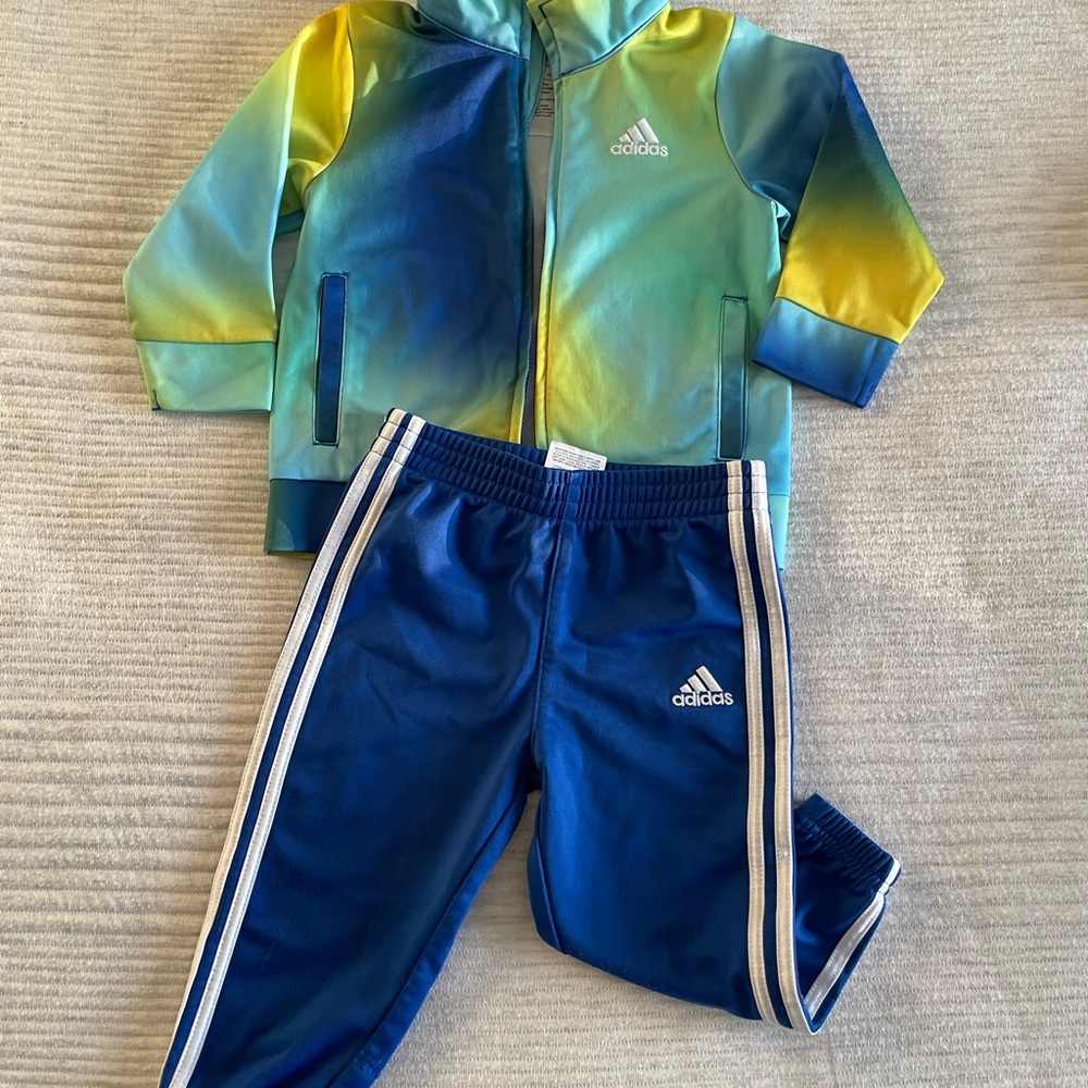 12 mos Adidas Kids Gradient Jacket and Blue Pants Set